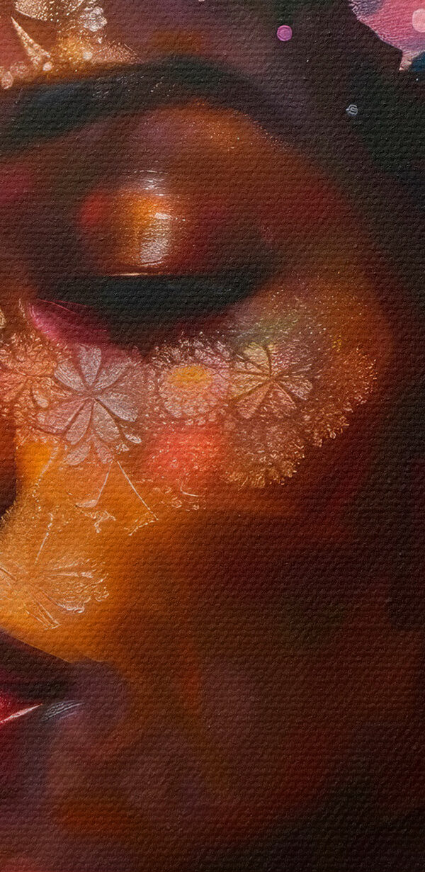 Frau mit Blumen auf dem Kopf Frau mit Blumen auf dem Kopf