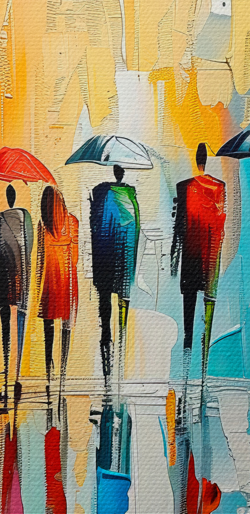 Gruppe von Menschen mit Regenschirmen