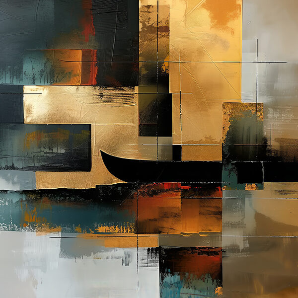 Painting of a boat in different colors