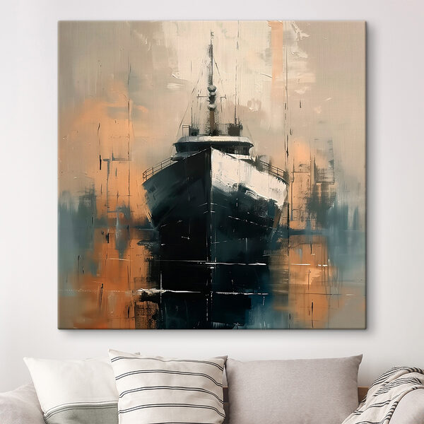 Painting of a boat in the water Painting of a boat in the water