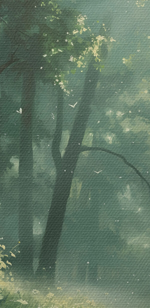 Wald mit Bäumen und Blumen Wald mit Bäumen und Blumen
