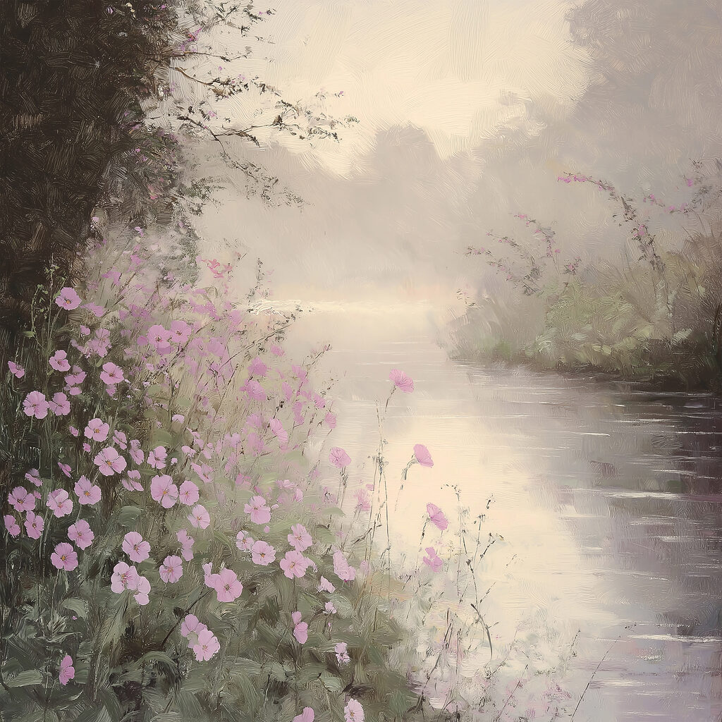 River with purple flowers River with purple flowers