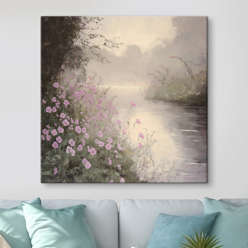 River with purple flowers River with purple flowers