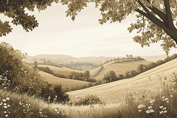 Landscape with hills and trees Landscape with hills and trees