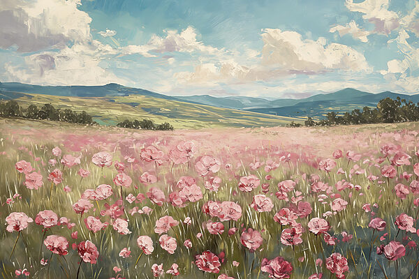 Feld mit rosa Blumen Feld mit rosa Blumen