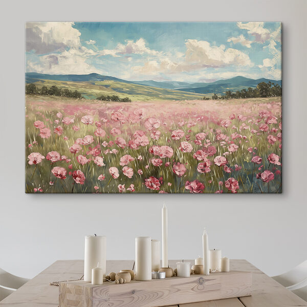 Feld mit rosa Blumen Feld mit rosa Blumen