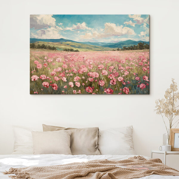Feld mit rosa Blumen Feld mit rosa Blumen