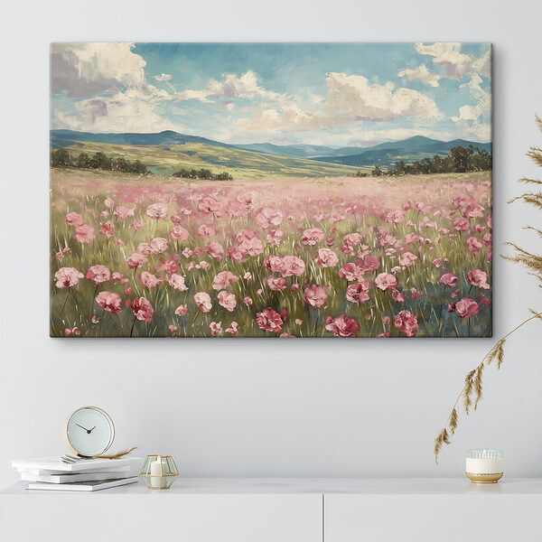 Feld mit rosa Blumen Feld mit rosa Blumen
