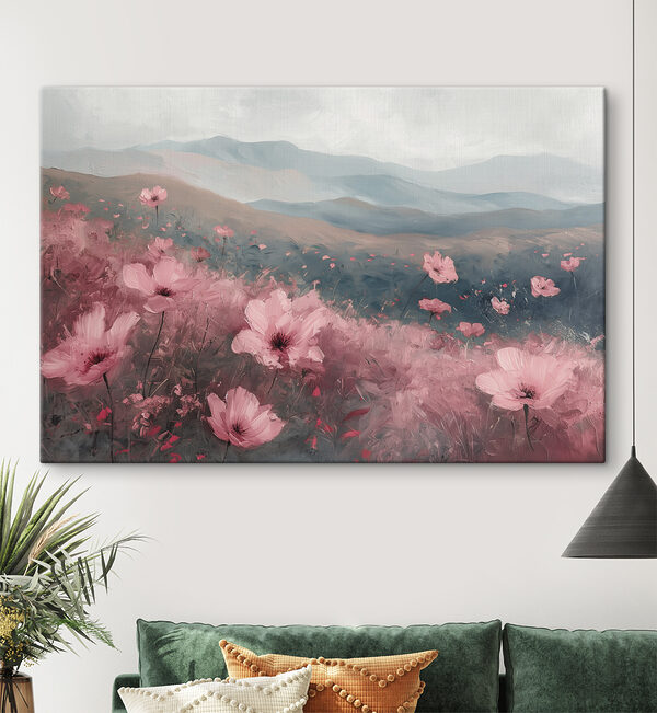 Feld mit rosa Blumen Feld mit rosa Blumen