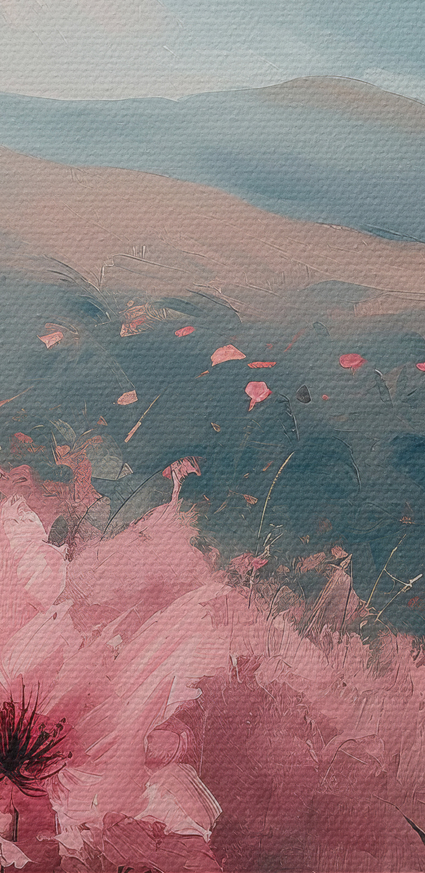 Feld mit rosa Blumen
