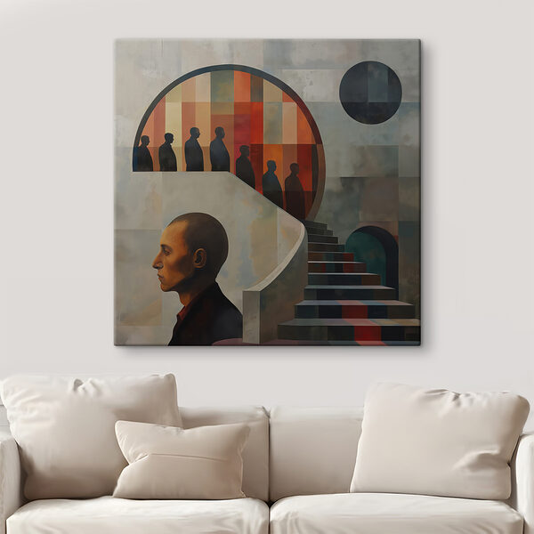 Gemälde eines Mannes an einer Wand Gemälde eines Mannes an einer Wand