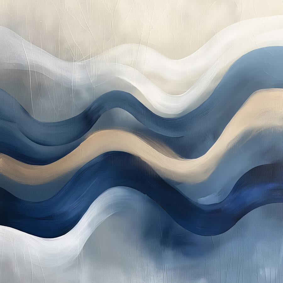 Blaue und weiße Wellenlinien