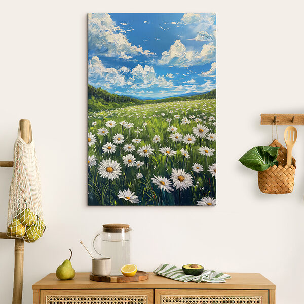 Feld mit Blumen und Bäumen Feld mit Blumen und Bäumen