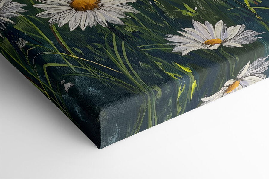 Feld mit Blumen und Bäumen
