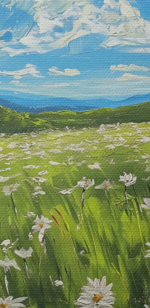 Field of flowers and trees