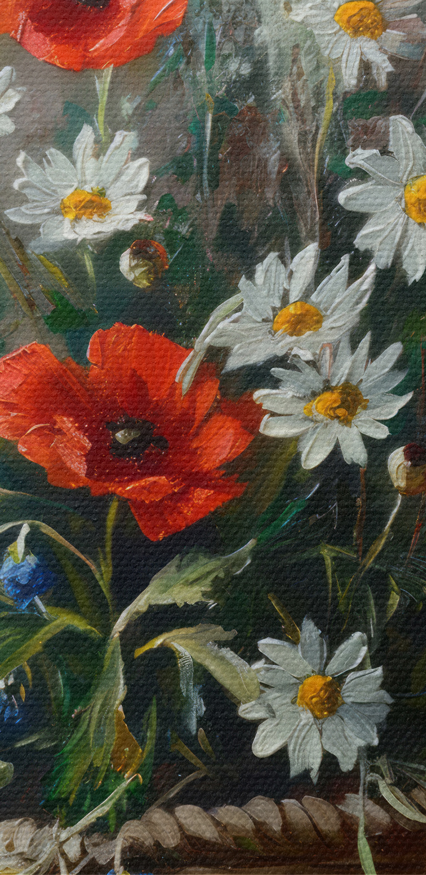 Gemälde von Blumen in einem Korb