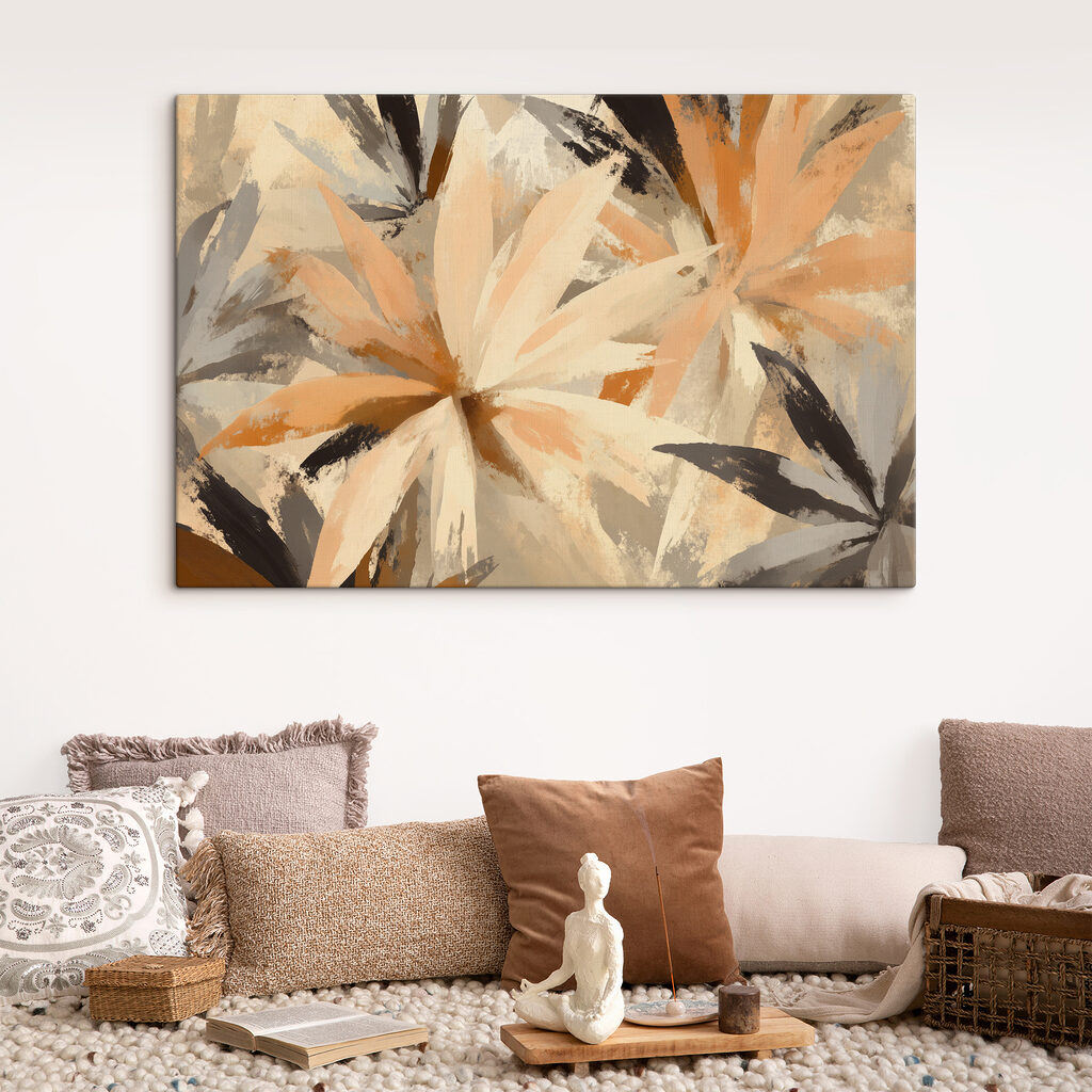 Abstract floral design in warm tones