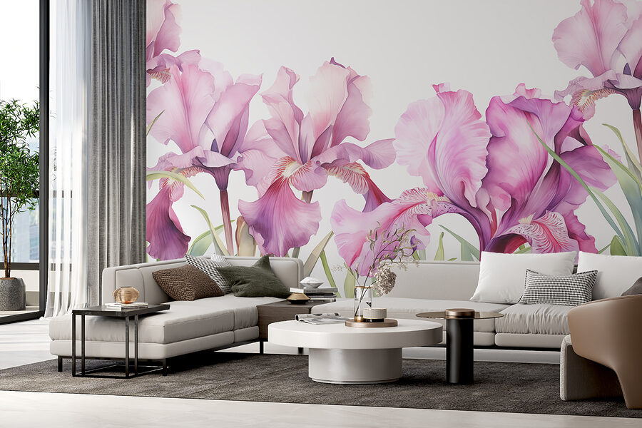 Reihe violetter Blumen