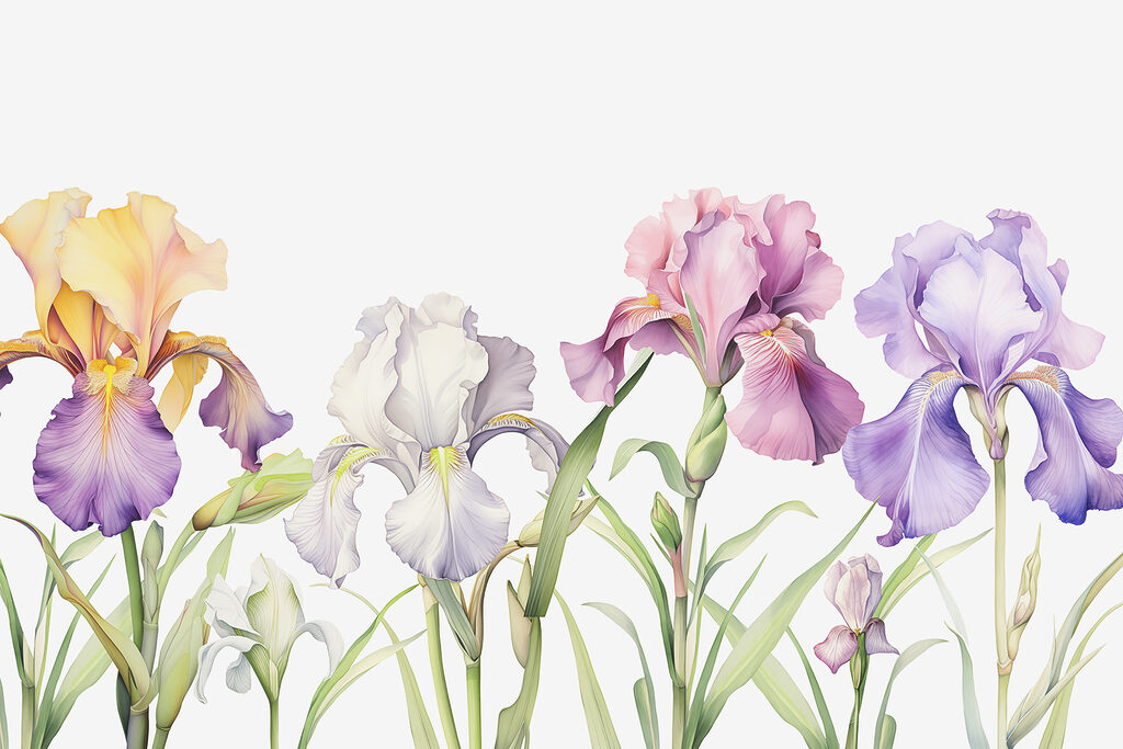 Reihe von bunten Blumen Reihe von bunten Blumen