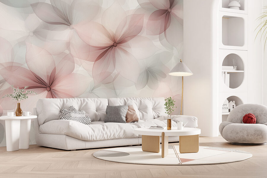 Gruppe von Blumen auf einem weißen Hintergrund