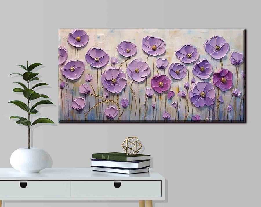 Gemälde von lila Blumen