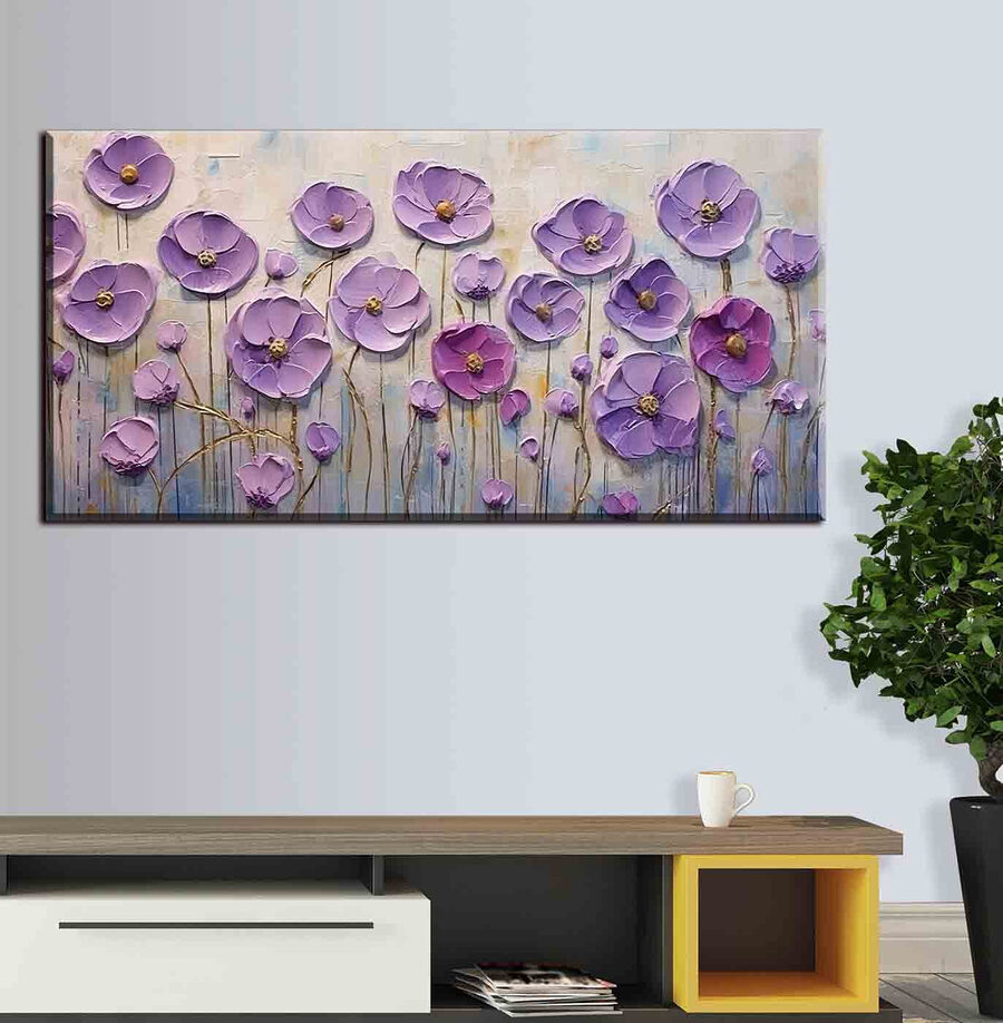 Gemälde von lila Blumen