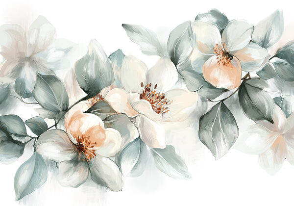 Malerei von Blumen und Blättern Malerei von Blumen und Blättern