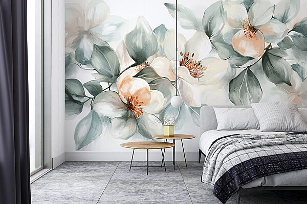 Malerei von Blumen und Blättern Malerei von Blumen und Blättern