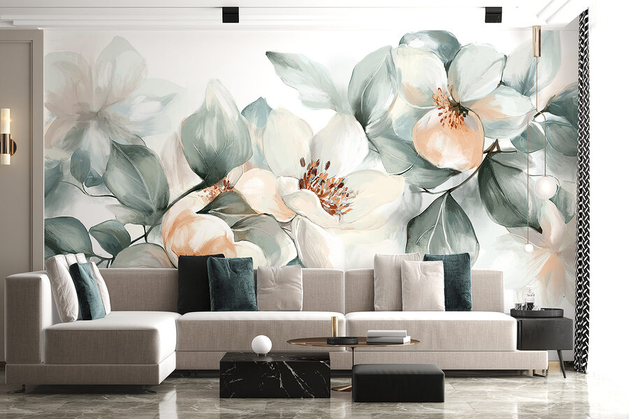 Malerei von Blumen und Blättern