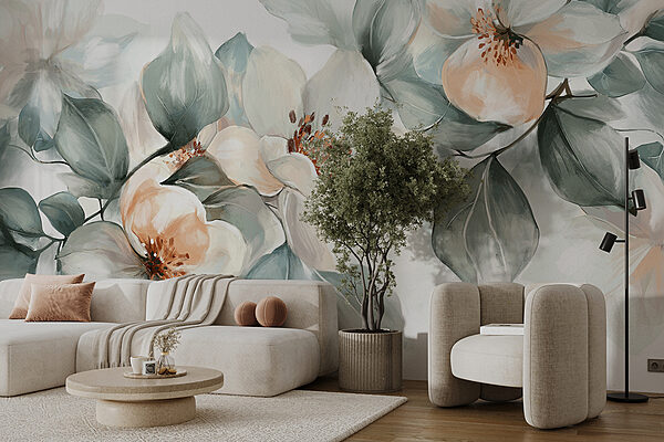 Malerei von Blumen und Blättern Malerei von Blumen und Blättern