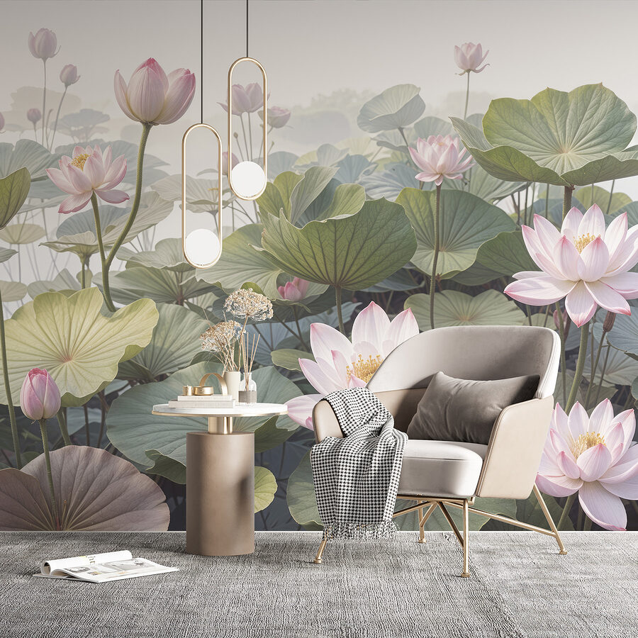 Gruppe von rosa Blüten und grünen Blättern