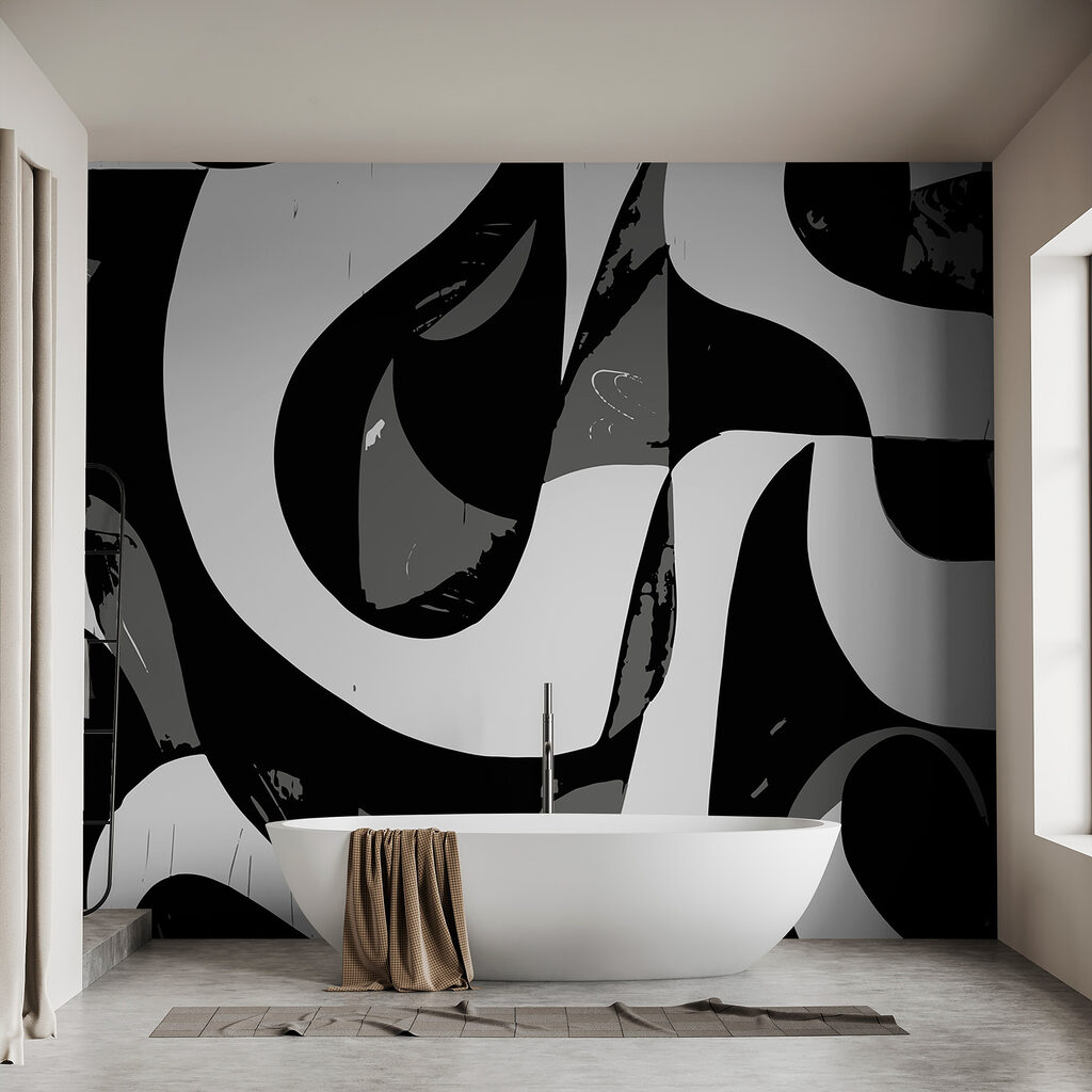 Black and white image of a swirly pattern Black and white image of a swirly pattern