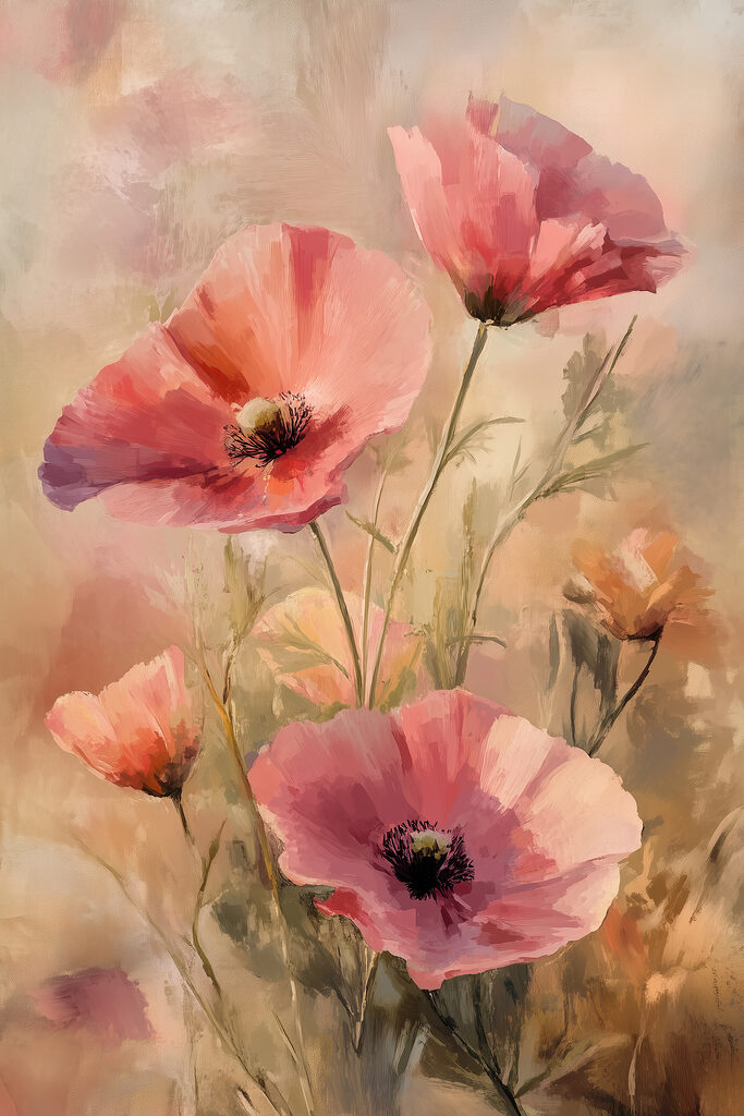 Painting of pink flowers