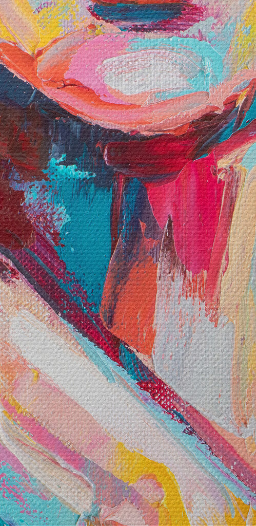 Painting of a woman with her hand on her shoulder Painting of a woman with her hand on her shoulder