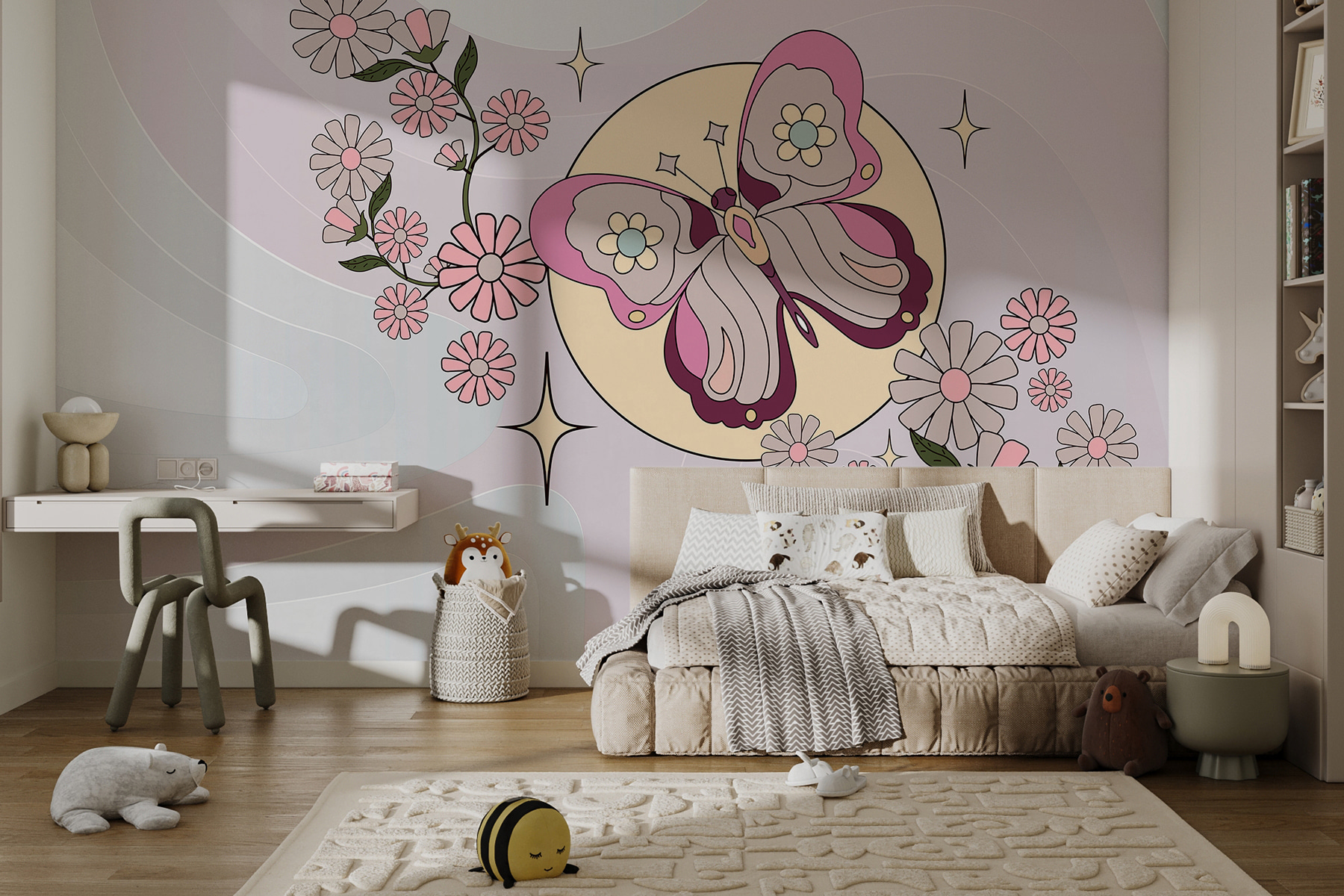 Butterfly and flowers on a white background Butterfly and flowers on a white background