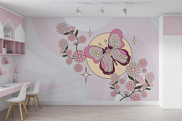 Schmetterling und Blumen auf einem weißen Hintergrund Schmetterling und Blumen auf einem weißen Hintergrund