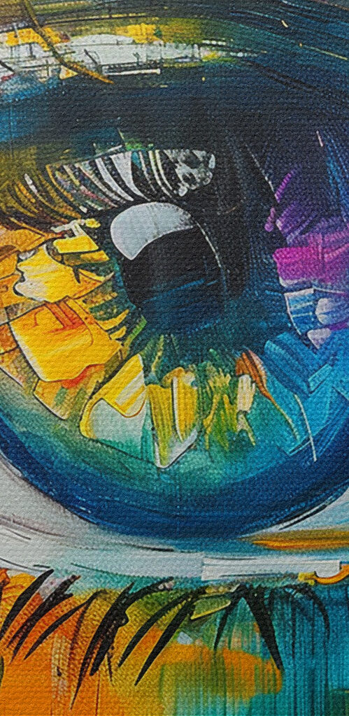 Colorful painting of an eye