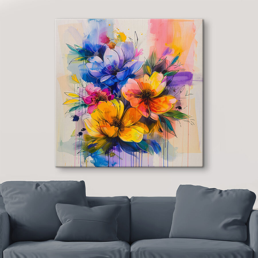 Gemälde von Blumen auf weißem Hintergrund Gemälde von Blumen auf weißem Hintergrund