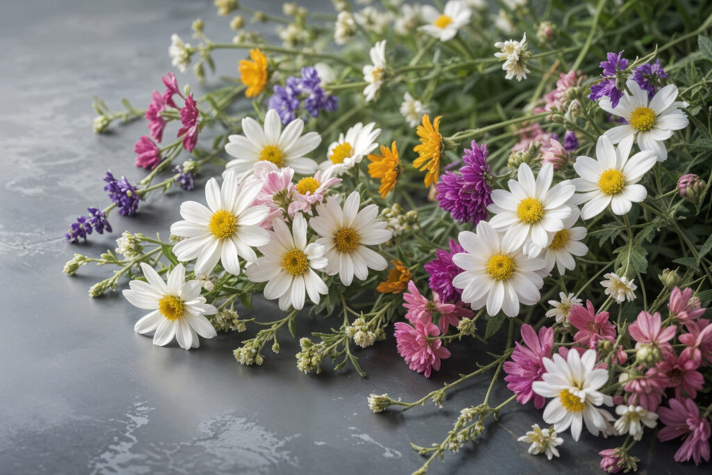 Group of colorful flowers