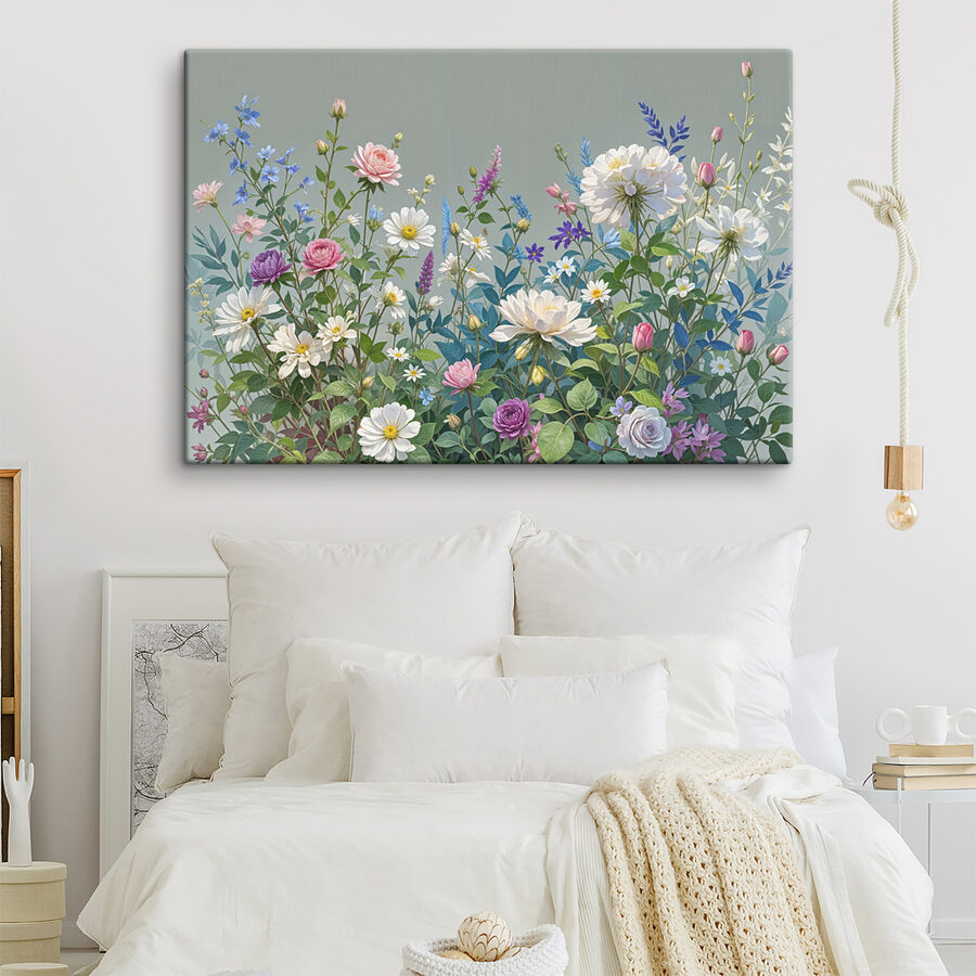 Gruppe von Blumen und Blättern