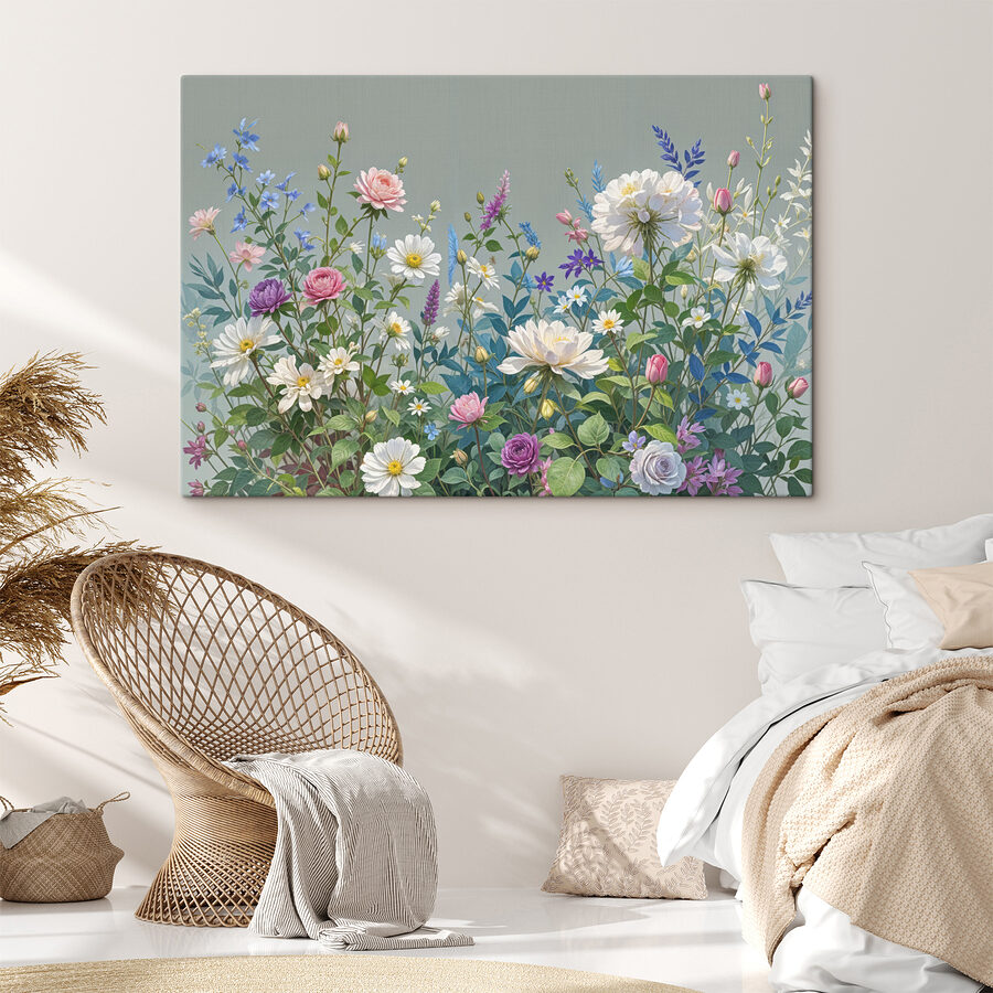 Gruppe von Blumen und Blättern