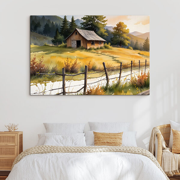 Haus auf einem Feld Wandbilder Haus auf einem Feld