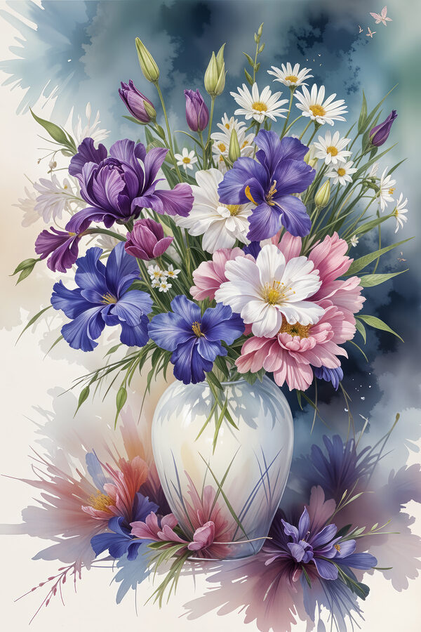 Gemälde von Blumen in einer Vase Gemälde von Blumen in einer Vase