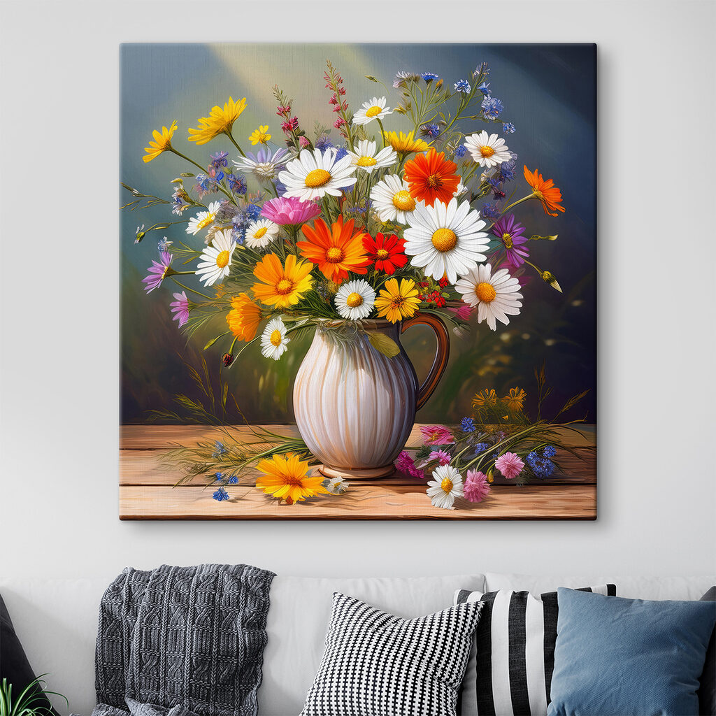 Painting of a vase of flowers Painting of a vase of flowers