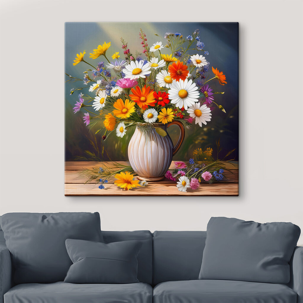 Painting of a vase of flowers Painting of a vase of flowers