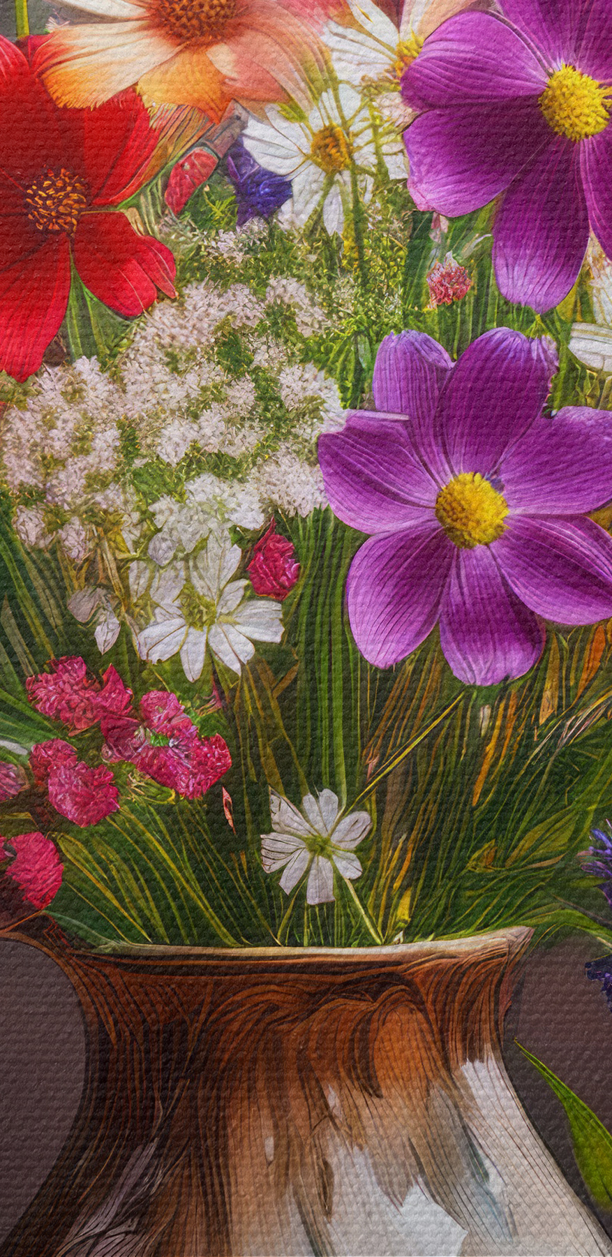 Vase mit Blumen auf einem Tisch