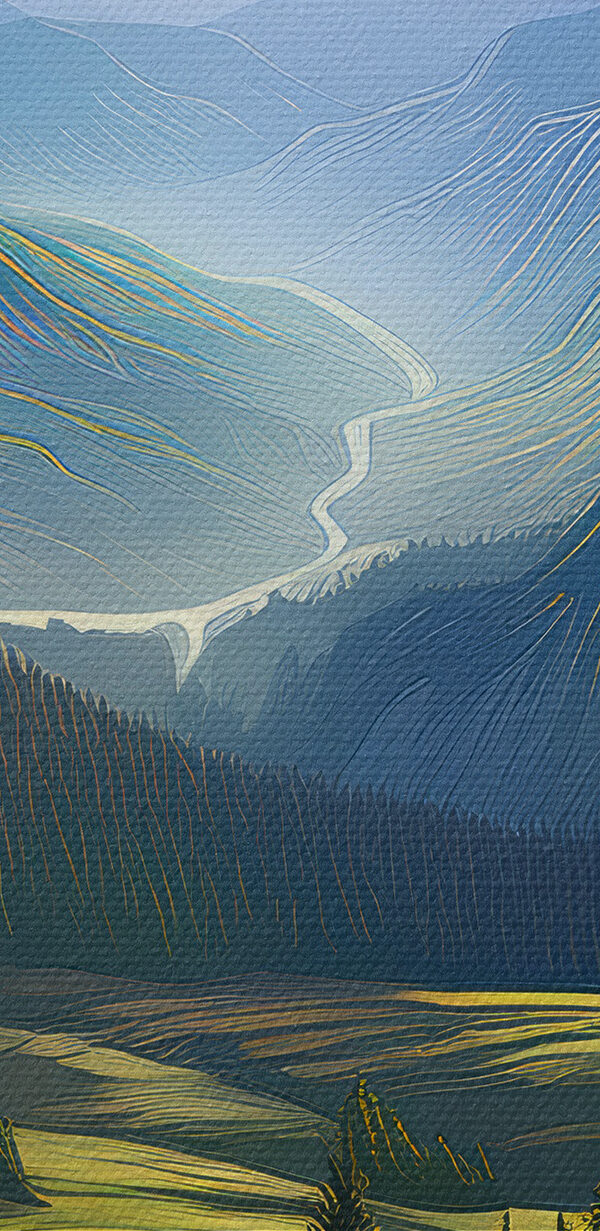 Landschaft mit Bergen und Bäumen Landschaft mit Bergen und Bäumen