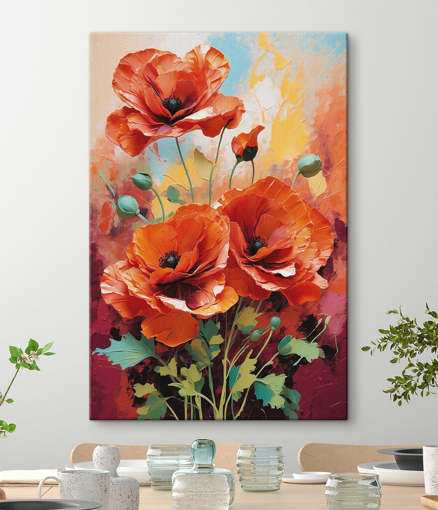 Painting of red flowers Painting of red flowers