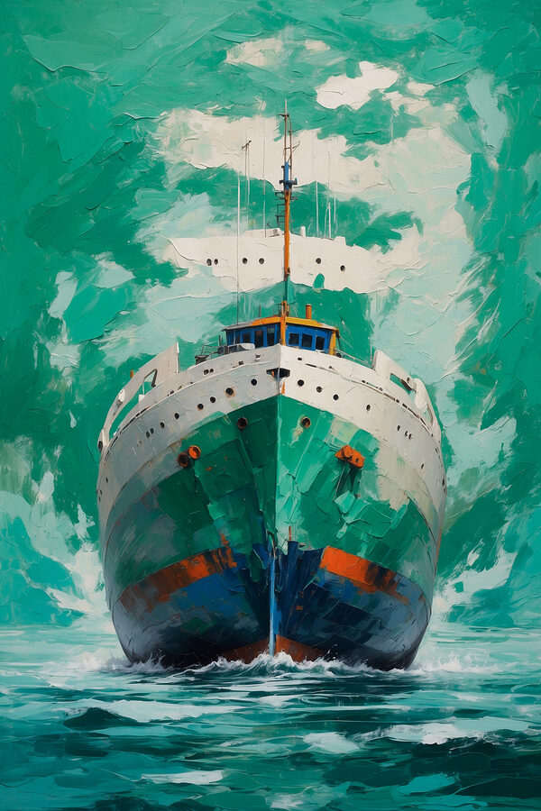 Gemälde eines Schiffes auf dem Wasser Gemälde eines Schiffes auf dem Wasser
