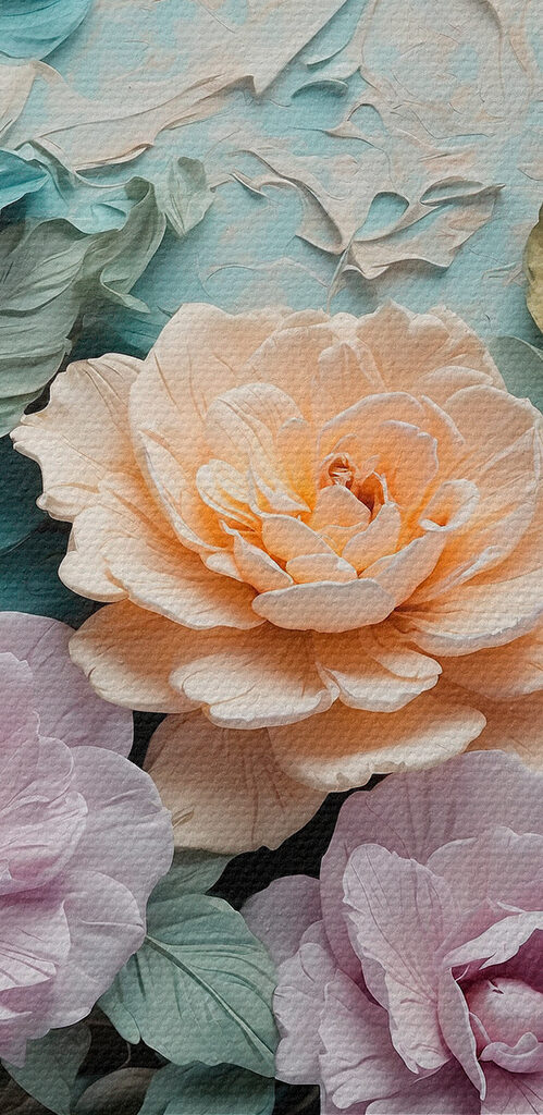 Group of flowers on a wall